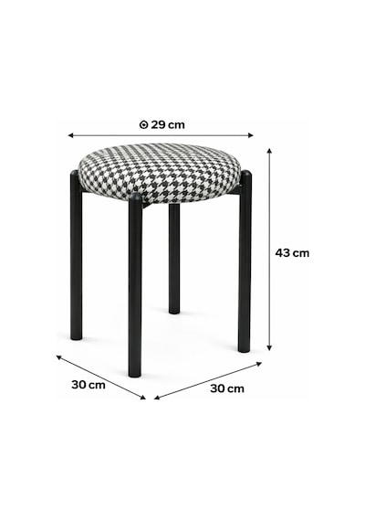 Kabera Siyah Metal Silinebilir Kumaş Tabure 3 Adet