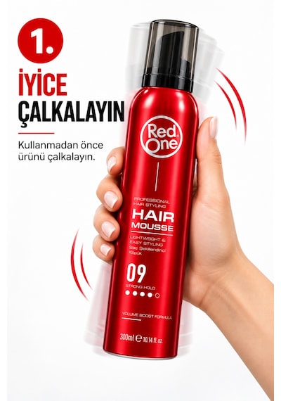Redone Profesyonel Hair Styling Mousse Strong Hold No:9 & Kolay Şekillendirme, Güçlü Ve Esnek Tutuş 300 Ml