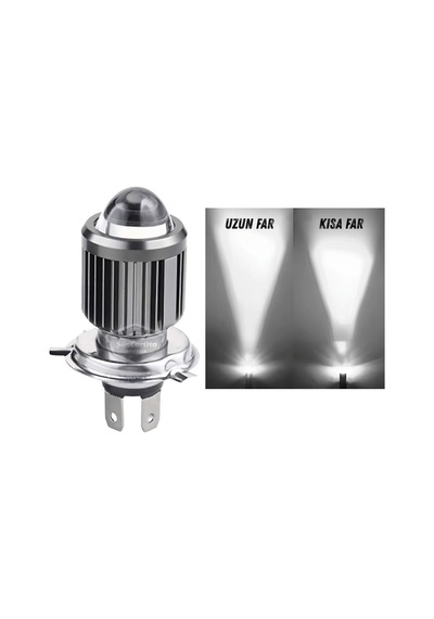 Tr Otomobil Araç Motosiklet Mercekli Far Ampulü Led Far Beyaz Csp Led Xenon Lamba Delici Yayıcı Uzun Kısa 1 Adet H4