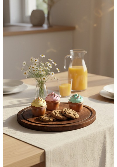 Presy - Ahşap Sunumluk Servis Tabağı Sunum Tepsisi 28,5 cm