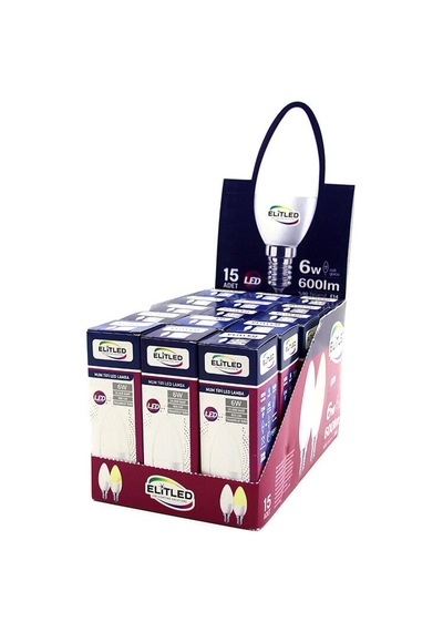 Elitled El-08-y1 6w E14 Mum Tipi Beyaz Led Ampul 600 Lümen 6500k- 15'li Paket Diğer