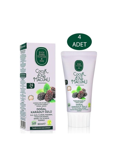 Eyüp Sabri Tuncer Doğal Karadut Özlü 2-6 Yaş Çocuk Diş Macunu 4 x 60 ML