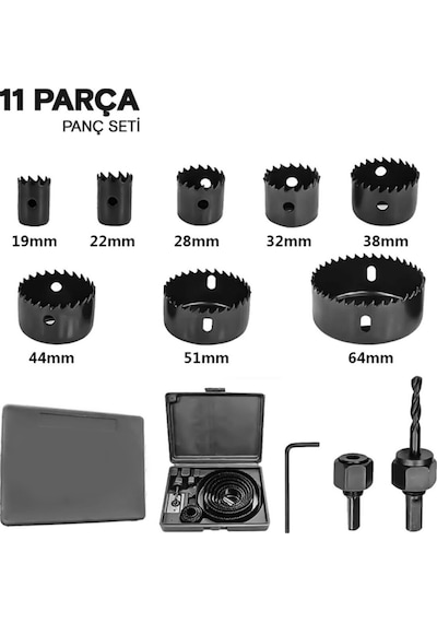 11 Parça Panç Seti Ahşap Buat Kartonpiyer Alçıpan Delik Açma