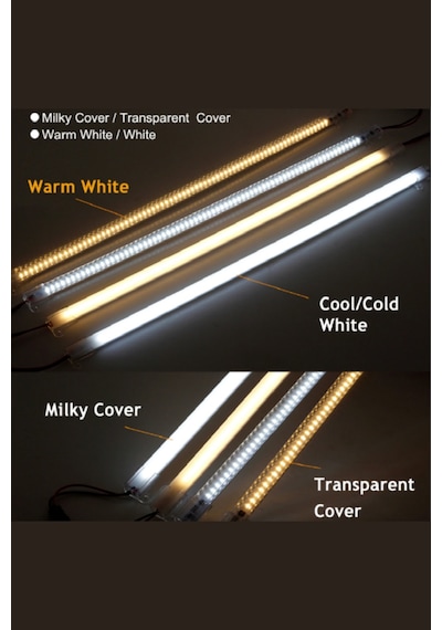 220 Volt 4014 Çubuk Led 50CM Kasalı Dim Edilebilir Bar Led Gün Işığı -Şeffaf Cam