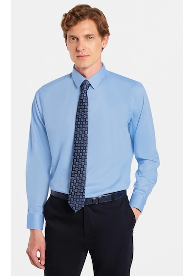 Tudors Erkek Slim Fit Non-ıron Pamuklu Doğa Dostu Ekoteks Belgeli Ütü Gerektirmez Açık Mavi Gömlek-42685 Açık Mavi