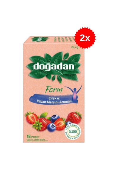 Doğadan Form Çilek & Yaban Mersini 18 Poşet Çay, 23,4 G X 2 Adet
