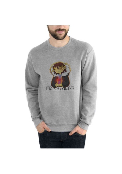 Undertale Queen Os Baskılı Gri Erkek Örme Sweatshirt