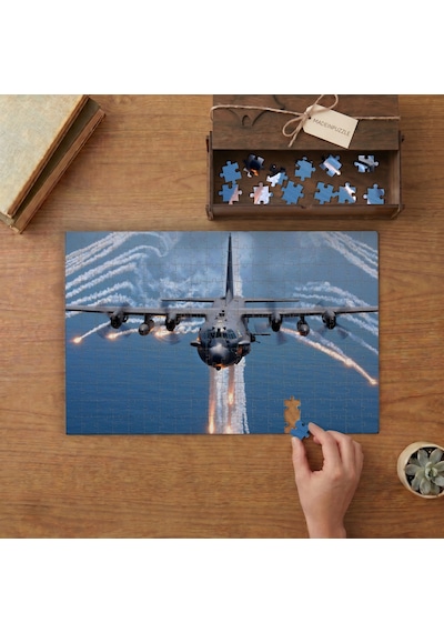 Savaş Uçağı Hava Gösterisi Tasarımı 240 Parça Ahşap Puzzle Ahşap Kutuda Mpy10157