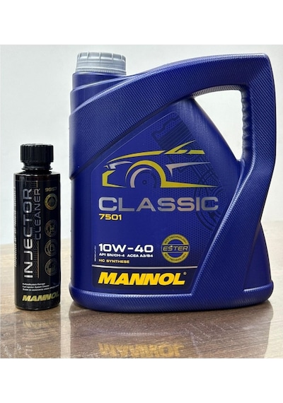 Mannol 10W-40 Mannol Classic Yüksek Performanslı Motor Yağı + Yüksek Etkili Injector Cleaner 250 ML Benzin Enjektör Temizleyici