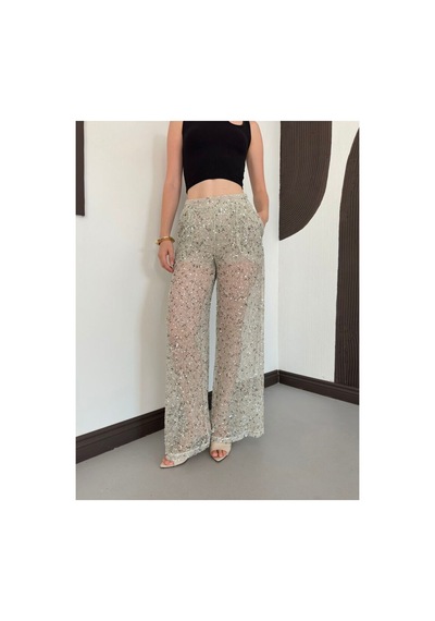Verymoda Pullu File Pantolon D3134 Taş