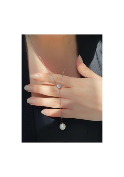 Çelik Silver Pearl And Shine Taşlı Ve Incili Kolye -kararma Yapmaz- Altın