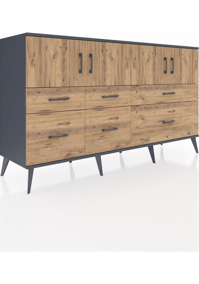 Kronos Konsol 4 Raflı 6 Çekmeceli 4 Kapaklı 176x59x99 Antrasit-ça Antrasit-çam Kronos Konsol 4 Raflı 6 Çekmeceli 4 Kapaklı 176x59x99 Antrasit-ça Antrasit-çam