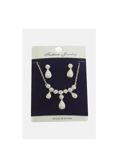 Damla Zirkon Taşlı Set Kolye Beyaz 23961791