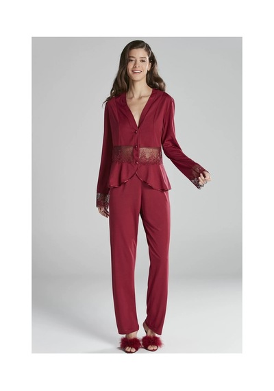 Moda Dua Pierre Cardin P5040 Bayan Penye 6'lı Gelin Çeyiz Seti bordo