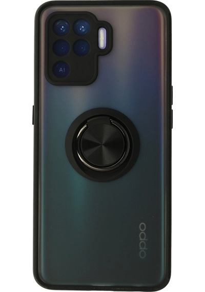 Newface Oppo Reno 5 Lite Kılıf Montreal Yüzüklü Silikon Kapak Semeglbl - 49 - Siyah Sıyah