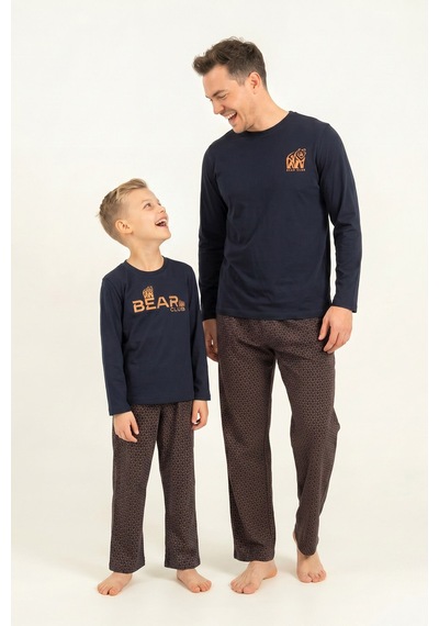 Arnetta Baba Oğul Bear Club Lacivert Uzun Kol Pijama Takım Ar3824-a-v1 Ar3824-a-v1