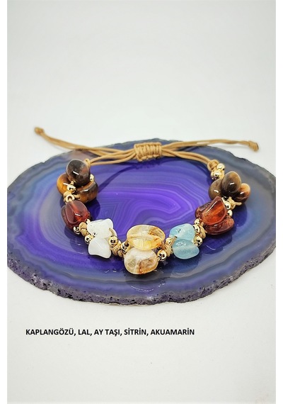 Badeaccessories Amorf Natürel Kesim Akrep Burcu Doğaltaş Bileklik Çok Renkli