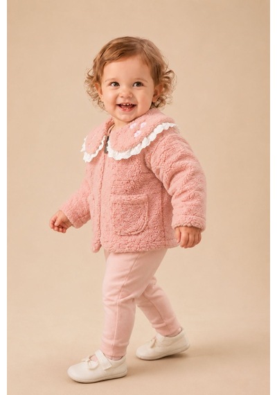 Cantoy Kız Bebek Dantel Ve Nakış Detaylı Bebek Wellsoft Mont Yumuşak Dokulu Hırka Pembe