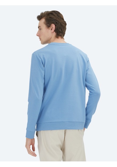 Kip Mavi Bisiklet Yaka Sweatshirt