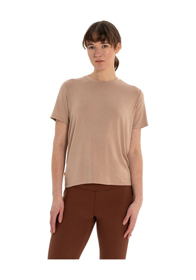 Inguz Sırt Bağlamalı Modal Yoga T-shirt Bej