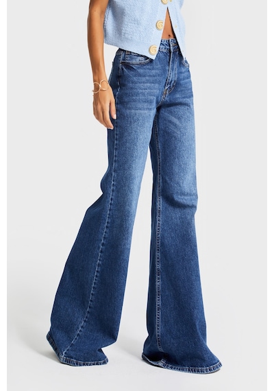 Itsbasic Kadın Koyu Mavi Renk 2w5-5 Mry Flare Fit Komfort Kumaş İç Boy 83cm Denim Jean