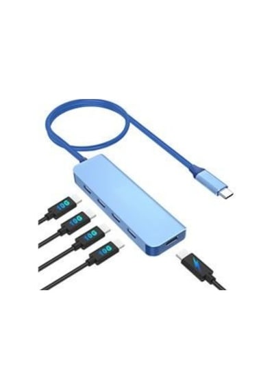 Vcom Cue11s Type-c To 4-usb-c 10gbps +pd 3.0 100w Mavi Çoklayıcı