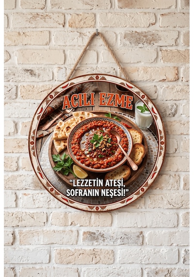 Acılı Ezme Meze Temalı Restoranlar Şarküteriler Balıkçılar İçin Ahşap Duvar Kapı Dekoratif Süs Tablo