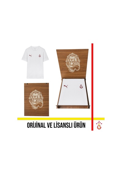 Galatasaray Lisanslı Puma Logolu Ve Armalı Beyaz Tişört Aslan Ahşap Kutulu 78290720