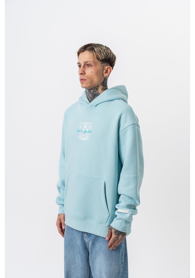 Respire Erkek Garden Baskılı Kapüşonlu Oversize Hoodie Bebe Mavi
