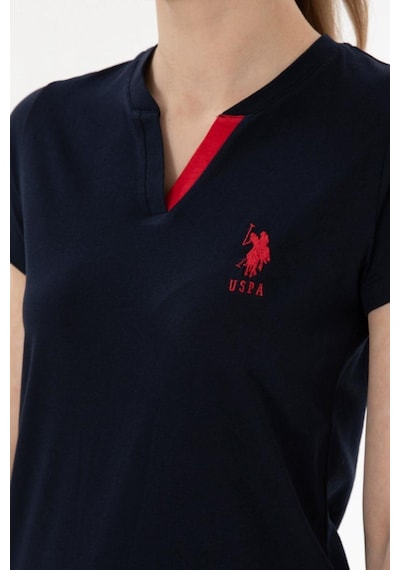 U.s. Polo Assn. Kadın V Yaka Yarım Kollu Patlı Çizgili Pijama Takım lacivert
