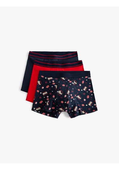 Koton Boxer Seti 3'lü Pamuklu Baskılı Çok Renkli Lacivert 5wlm90046mk