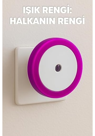 Yuvarlak Otomatik Gece Lambası, Işığa Duyarlı Ldr Sensörlü, Fotoselli Pembe Diğer