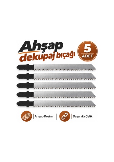 Tr Ahşap Dekupaj Bıçağı 5 Adet Set Ahşap Kesme Uyumlu Dayanıklı Testere Ucu Kontrollü Kesim