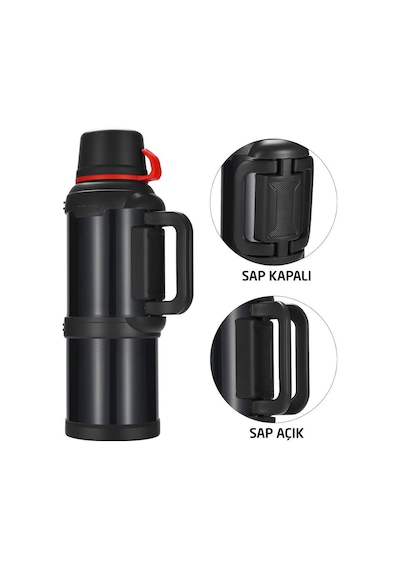 6271 Travel Pot Çelik Termos 4 Litre - Siyah Siyah