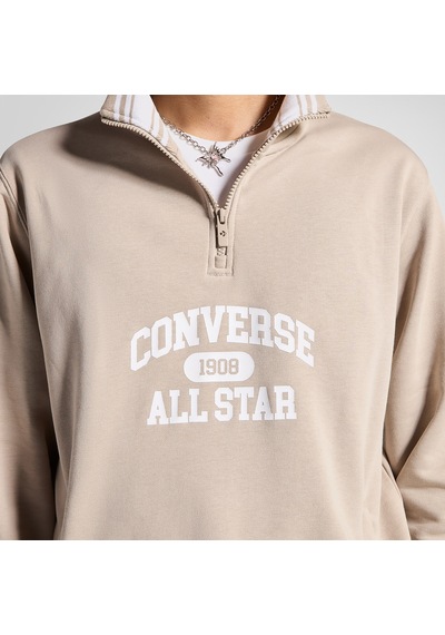 Converse Classic Sport Yarım Fermuarlı Erkek Bej Sweatshirtdüz10026710