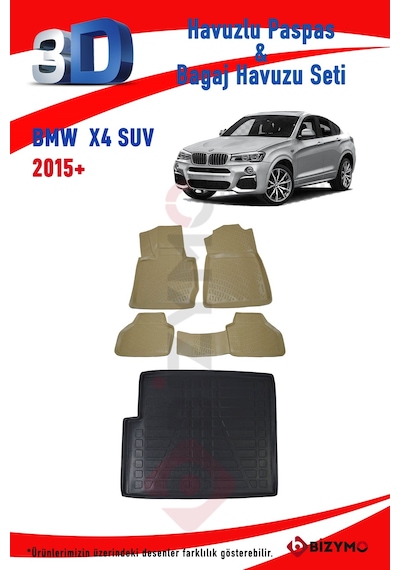 Bmw X4 Suv 2015+ Bej Havuzlu Paspas ve Bagaj Seti Bizymo Bej