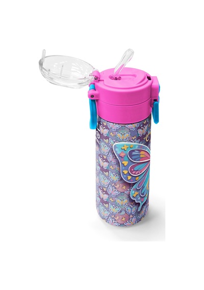 Coral High Kids Pastel Renkli Kelebek Desenli Pipetli Ve Direkt İçim Çelik Termos 500 Ml 38106 Pembe - Mavi