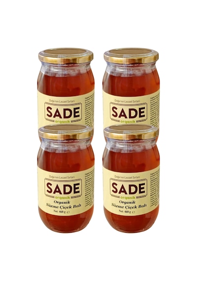 Sade Organik Süzme Çiçek Balı 460 Gr. 4 Lü Paket
