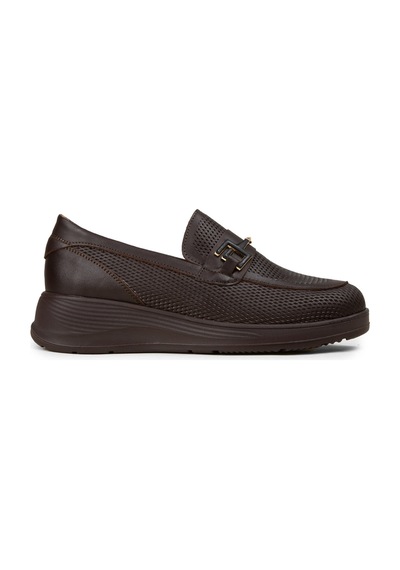 Deery Kadın Hakiki Deri Kahverengi Dolgu Topuk Loafer - N0277zkhvc01