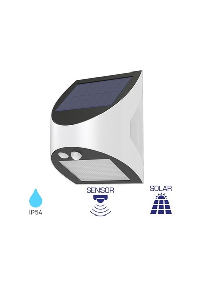 Güneş Enerjili Solar Duvar Lambası 3w-6500k-ıp54 Beyaz