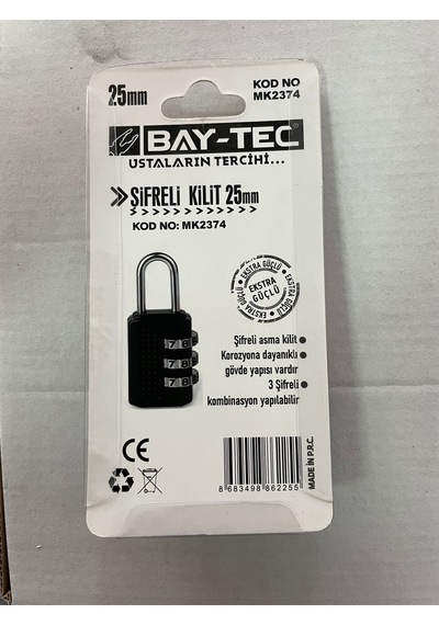 Baytec Şifreli Asma Kilit 25mm