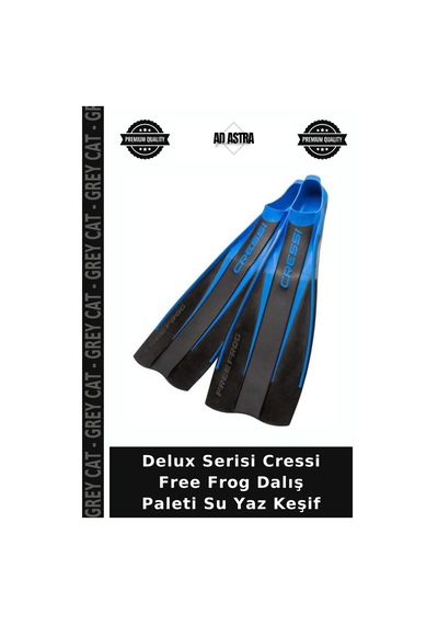 Delux Serisi Cressi Free Frog Dalış Paleti Su Yaz Keşif Mavi