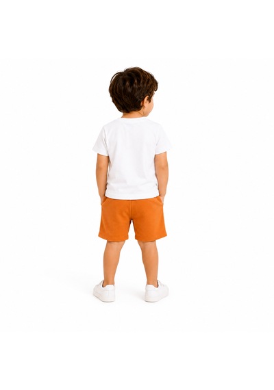 Tucankids Baskılı Erkek Çocuk İkili Takım Beyaz Kiremit Kiremit - Beyaz
