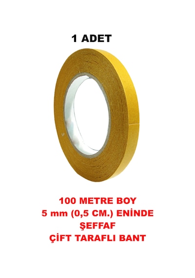 Çift Taraflı Şeffaf Bant 100 M. 5 Mm 1 Adet