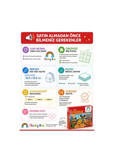 Çiftçi Hayvanlar Mini Puzzle 40 Parça 3-7 Yaş Eğitici Çocuk Puzzle Yapboz