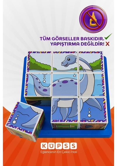 Küpss Dinozorlar 3d Küp Puzzle, Seri 2, 9 Küp 6 Dinazor Yapboz