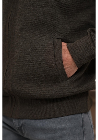 Woolen World Polo Yaka Fermuar Kapamalı Klasik Kesim Astarlı Çelik Örgü Hırka Kahverengi Woolen World Polo Yaka Fermuar Kapamalı Klasik Kesim Astarlı Çelik Örgü Hırka Kahverengi