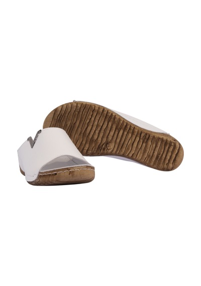 Napa Shoes Hakiki Deri Yumuşak Taban Rahat Günlük Kadın Terlik Napa-211 Beyaz