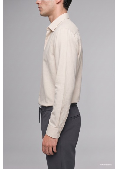 Defacto Regular Fit Polo Yaka Modal Uzun Kollu Gömlek H5254ax26auer105 Ekru-er105