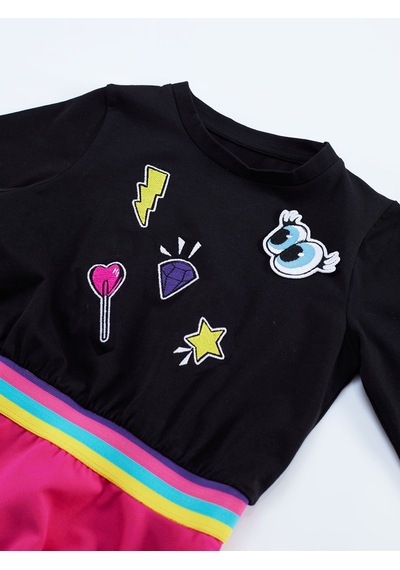 Denokids Mshb&g Emojili Kız Çocuk Elbise Renkli Çok Renkli
